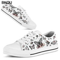 bkqu sketch butterfly printed classic low style womens sneakers casual flats comfortable lace up vulcanized shoes plus size 46