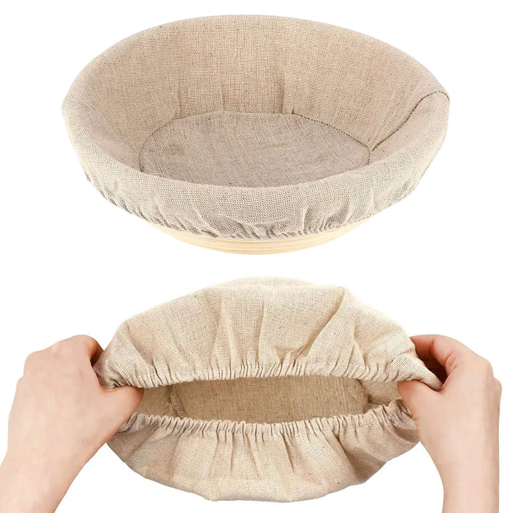 

6pcs Bread Fermentation Basket Cover Home Bakery Dough Proofing Rated Braided Basket Flax Linen Cotton Cloth 23/25cm