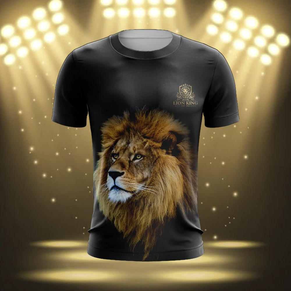 

Party Men's T-shirts Korean Fashion Leisure Tshirts Lion T-Shirt Essentials 2022 Summer New Short Sleeve Tee Animal Oversized