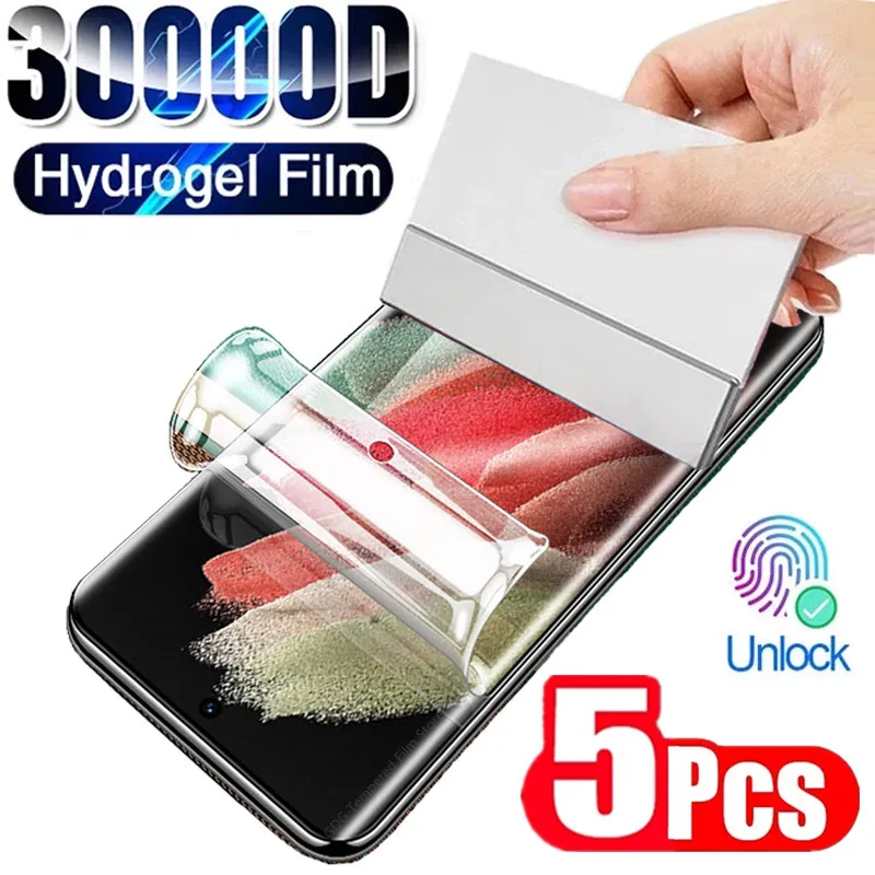5Pcs Hydrogel Film for Samsung Galaxy S20 S22 S21 Ultra S10 S9 S8 Plus FE Screen Protectors for Samsung Note 20 10 9 8 Plus S10E