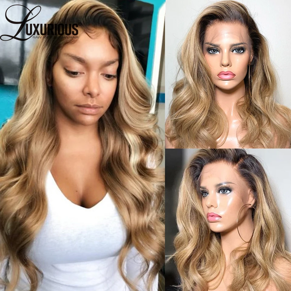 

13x4 Honey Blonde Wig Loose Deep Wave Lace Front Wigs For Women Human Hair Colored Brown Body Wave Closure Wig Brazilian Hair