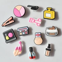 1pcs cosmetics series shoe charms accessories decorations rouge gouache pvc croc jibz buckle for girls party kids gifts hot sale