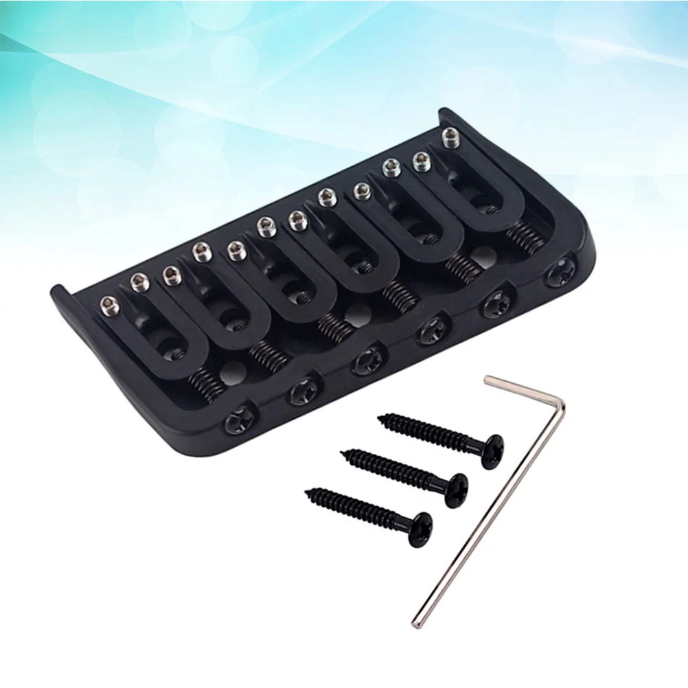 

1 Set 6 String Metal Saddle Bridge Strain Plate Bridge for Musical Instrument Replacement Guitar Ukulele GA884 (Black)