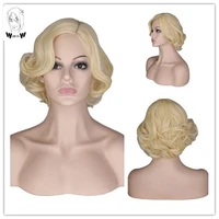 whimsical w synthetic blonde wavy curly short hair wigs wig for women naural heat resistant hair