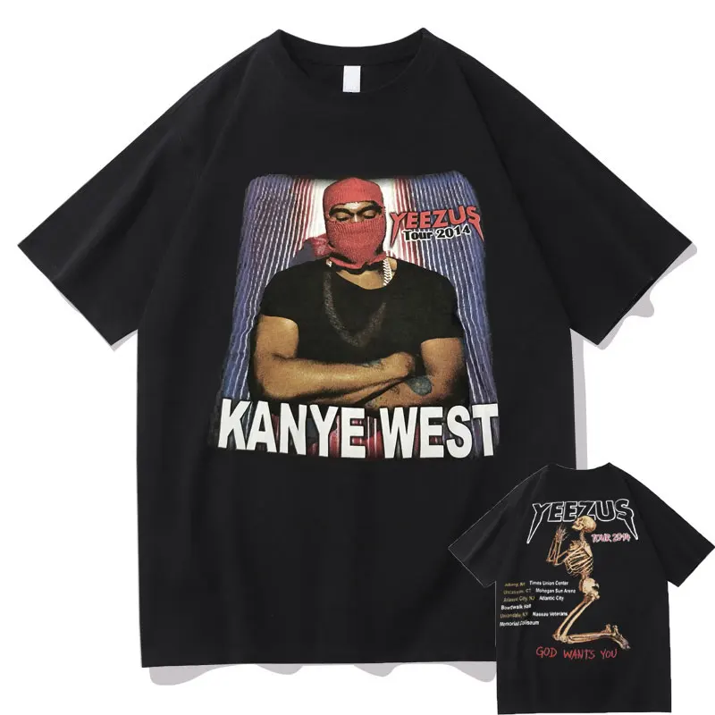 

Rapper Kanye West God Wants You Tour 2014 Tshirt Men Casual Hip Hop T-shirt Male Pure Cotton Tee Man Woman Oversized Streetwear
