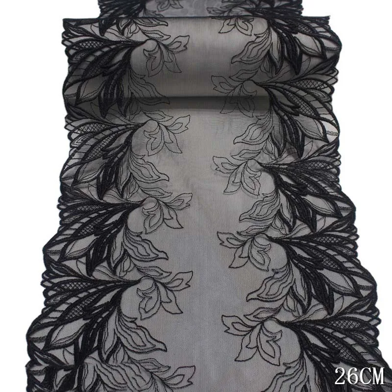 

28Yards Black Bilateral Embroidered Floral Lace Trim For Sewing Clothes Lingerie Bra Dress Decor Trimmings DIY New