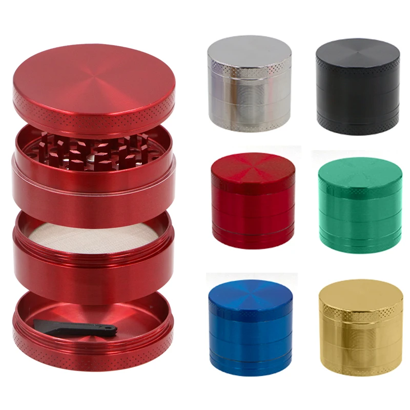 

40/55mm 4-Layer Aluminum Weed Herbal Herb Tobacco Grinders Weed Grinders Smoking Pipe Weed Accessories Tobacco Pipes Pipas Fumar