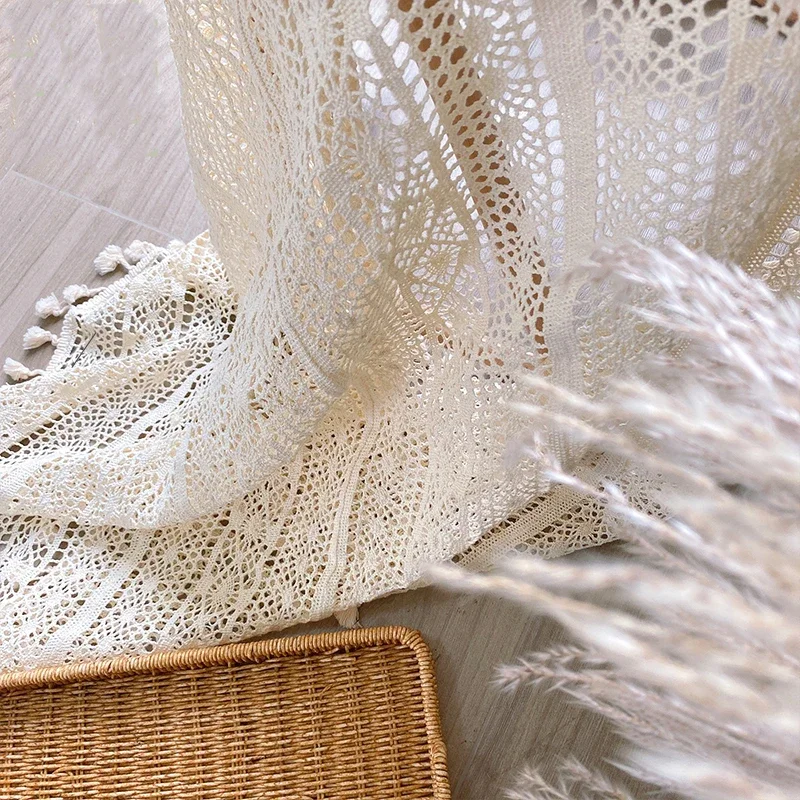 

Бежевые вязаные крючком шторы из хлопка Boho