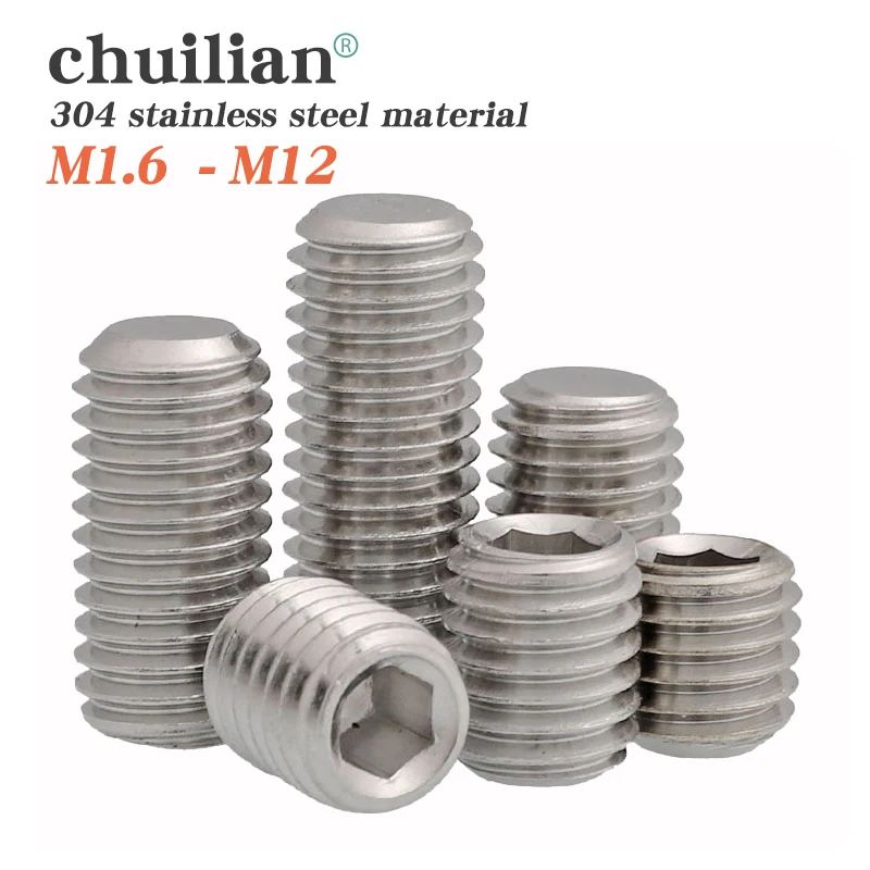 

Hex Socket Set Screw Cup Point Stainless Steel M2 M3 M4 M5 M6 M8 M10 Headless Hexagon Socket Grub Screw DIN916