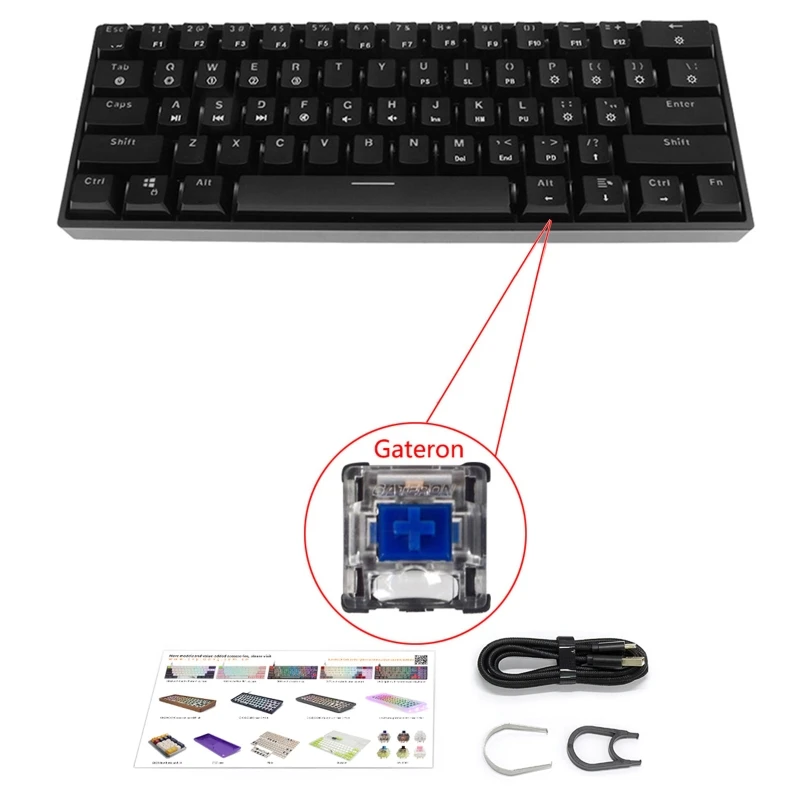 

60% RGB Mechanical Keyboard 61 Keys USB Wired for Gateron Optical Switch Hot Swappable Full RGB Type-C Gaming Keyboard