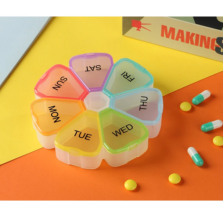 

1Pcs Pill Case Plastic 7 Days Tablet Candy Box Portable Storage Tablet Holder Travel Organizer Pill Dispenser Container ZC22