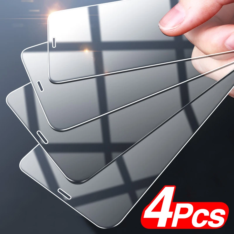 4Pcs מלא כיסוי מזג זכוכית עבור IPhone X XR XS מקסימום 11 12 13 פרו 12 מיני מסך מגן עבור IPhone 6 7 8 בתוספת זכוכית סרט