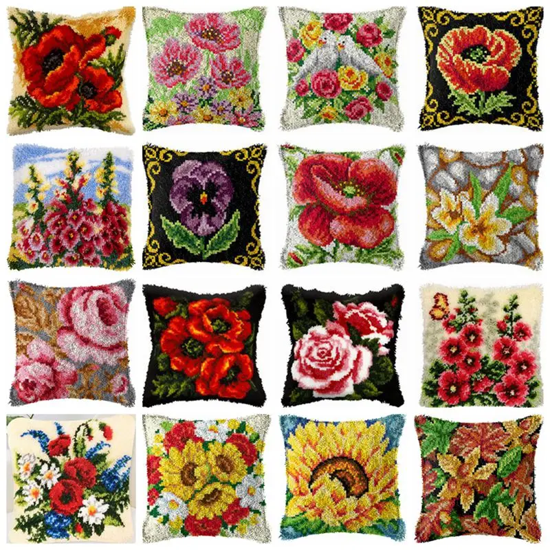 Серия растений серия сегментная вышивка подушка цветы трава грубая шерсть