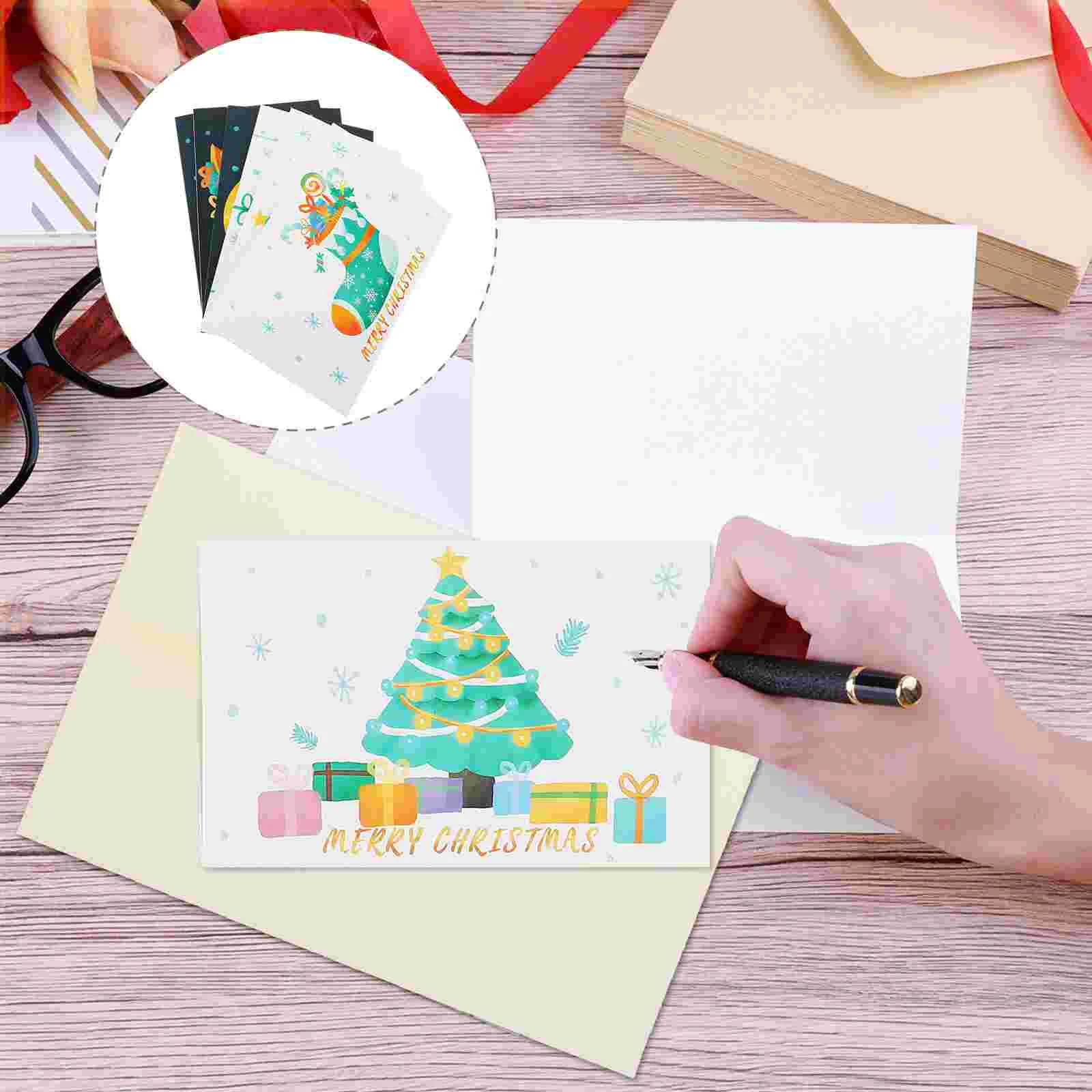 

Christmas Greetingcardstickers Blessing Note Merry Round Handwriting Holiday Festival Propsgift Seal