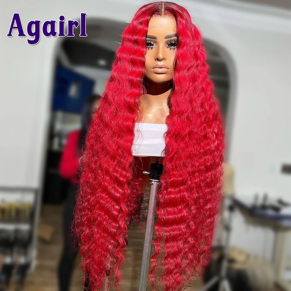 13x6 Lace Frontal Wigs Red Loose Deep Wave Lace Front Wigs Red Orange Human Hair Wigs Brazilian HD Transparent 13x4 Lace Wigs