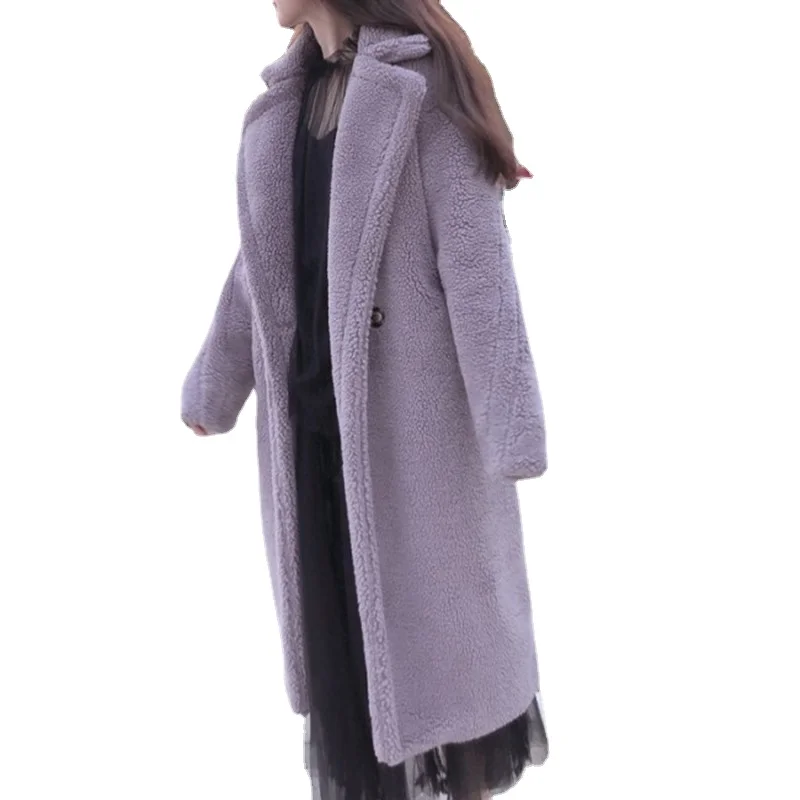 

Длинная Куртка Тедди мишка Женское зимнее 2022 утолщенное теплое крупное пальто большого размера женское пальто из искусственного меха овеч...