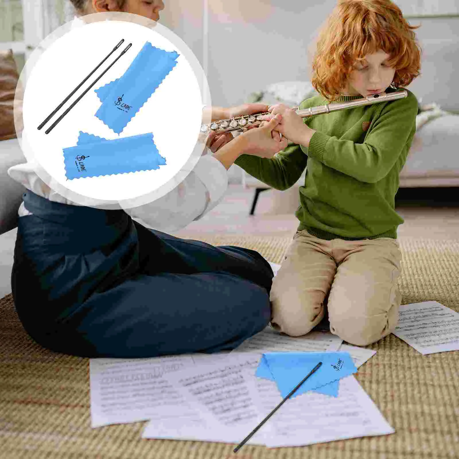 

Flute Cleaning Set Kit Clarinet Stick Cloth Instrumentrod Screwdriver Care Accessories Swab Polishing Cloths Tools