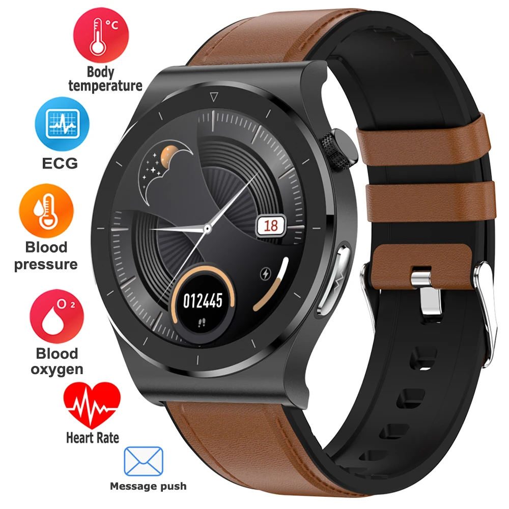 

022 New Men's PPG ECG Smart Watch Waterproof Smartwatch With Body Temperature HR BP SPO2 Sports Fitness Tracker For Android IOS
