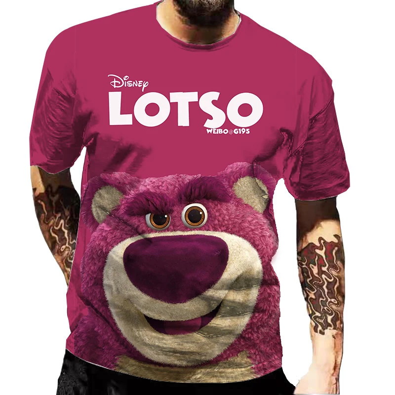 

Disney Strawberry Bear 3D Printed Couple T-shirt Boys Girls Harajuku Popular Pattern T-shirt Men Short Sleeves O Collar Tees