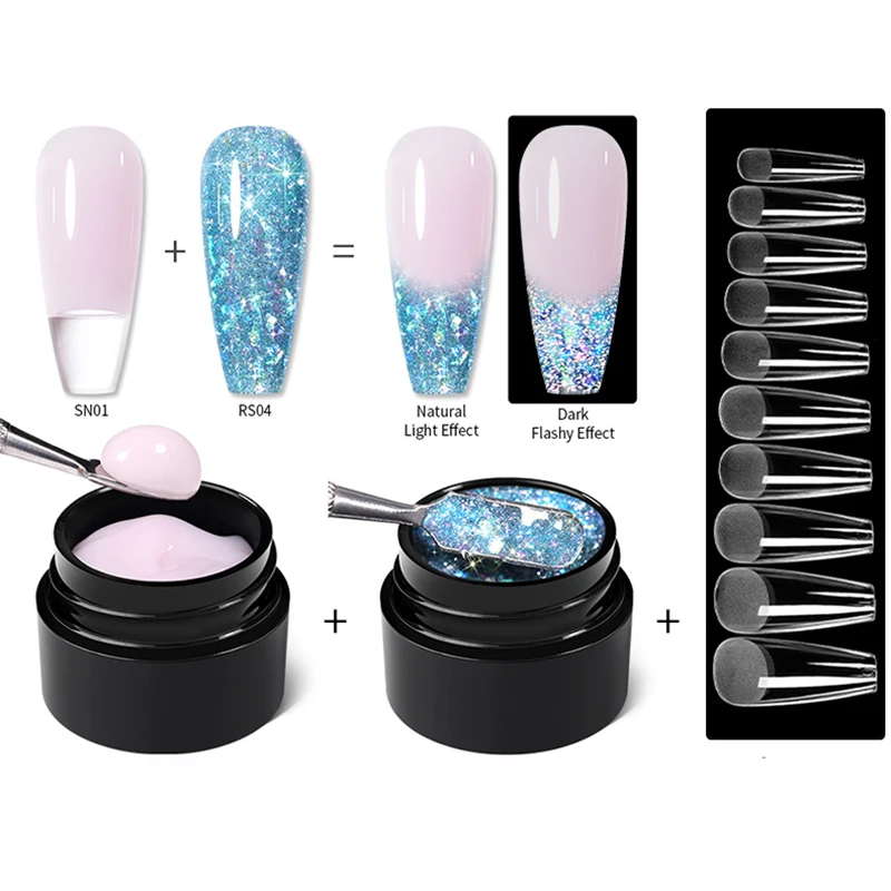 

BORN PRETTY 2/3PCS Solid Tips Gel Set False Nail Tips For UV Gel Polish Qucik Extension Clear Pink Nude Reflective Varnish