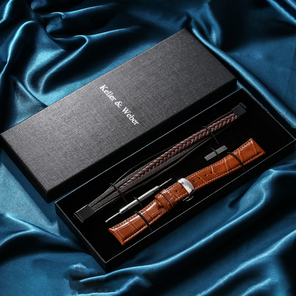 Brown Cowhide Leather Watch Band 18mm 20mm 24mm Watch Strap Accessories Fashion Causal Woven Bracelet Set Gifts for Men Pulseira