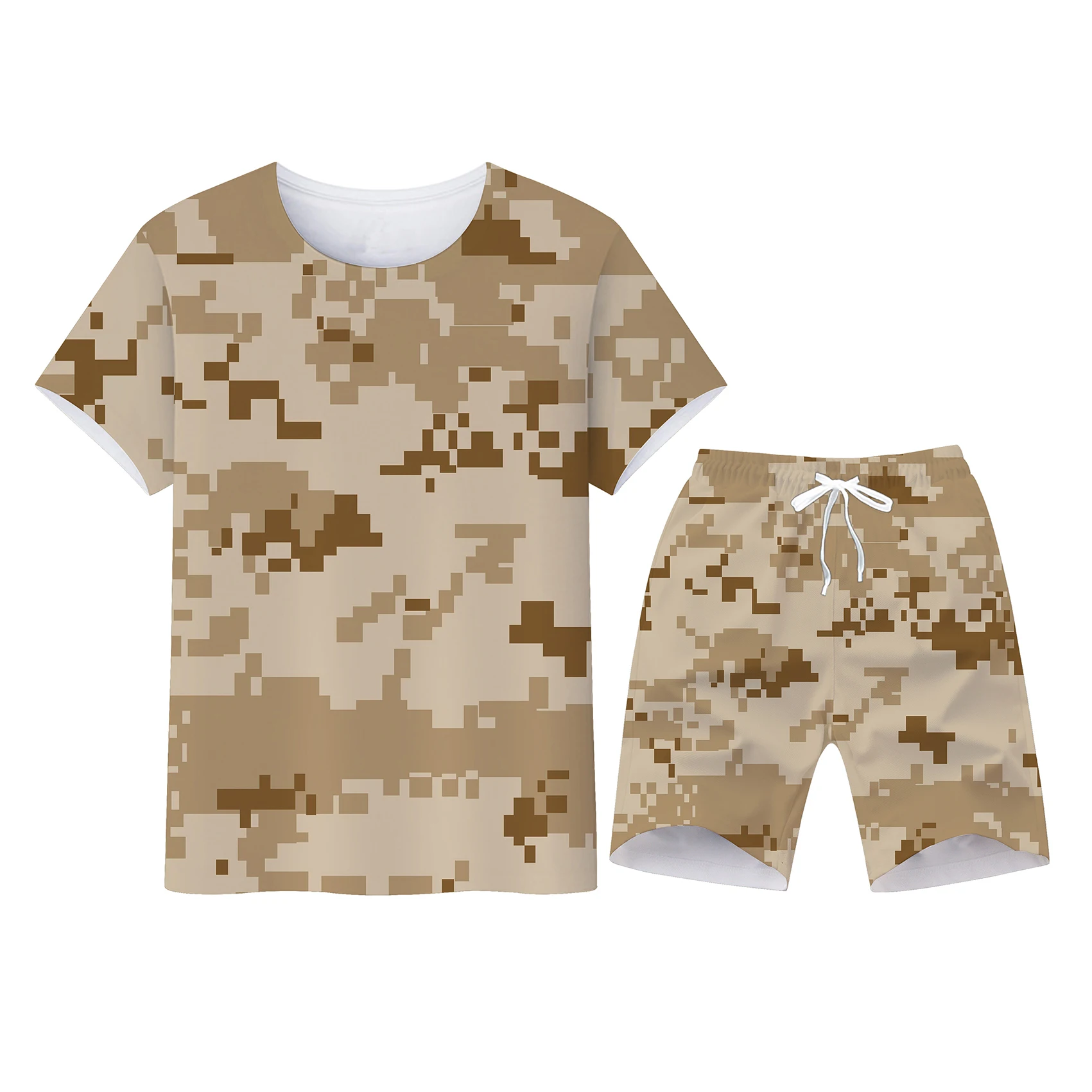 

2022 Men's Summer 3D Printed T-Shirt + Shorts Suit Camo Style 3D Men's Sports Suit O Neck Short Sleeve Cool Men's Suit