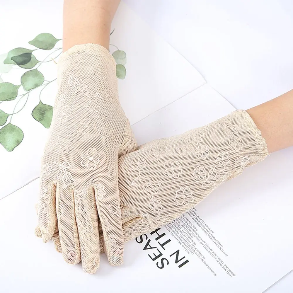 

Riding Sunscreen Breathable Anti Uv Mesh Finger gloves Mittens Driving Gloves Women Gloves