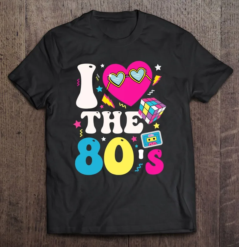 

Винтажные Ретро футболки I Love The 80S с забавным сердцем для вечеринки, футболки для мужчин, футболки для женщин, футболка с графическим рисунко...