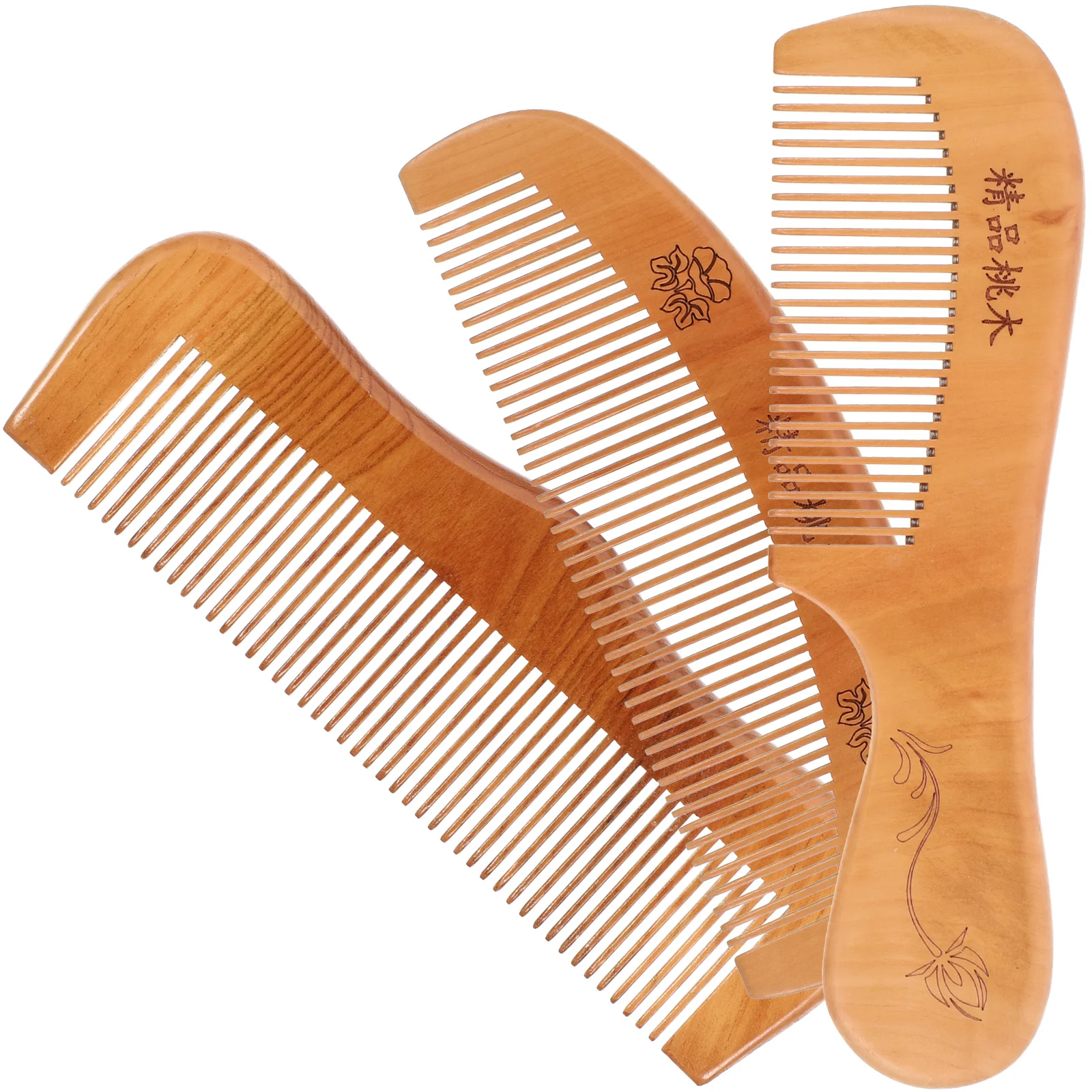 

Comb Wood Wooden Hair Wide Peach Natural Combs Anti Static Pocket Detangling Men Sandalwood Handle Carved Dressy Fine