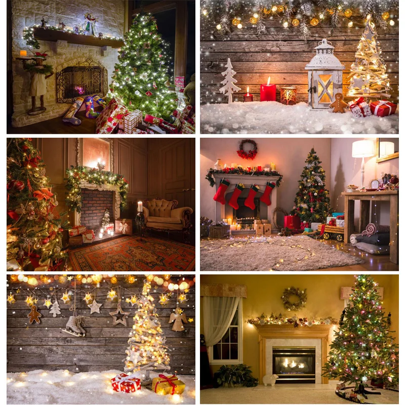 

Vinyl Custom Cloth Christmas Day Photography Backdrops Prop Christmas Tree Festival Photo Studio Background XT20924SD-14