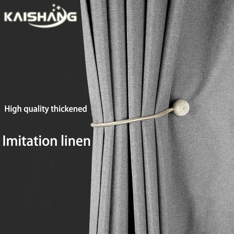 

k-water Support custom size Shower Curtains Thicken Imitation Linen Waterproof Bath Polyester Bathroom Luxury Hooks washable