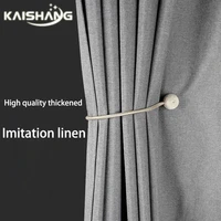 k-water Grey Beige Pink Polyester Mildew Resistant Linen Shower Curtains with Hooks Waterproof Antibacterial Curtain Bathroom
