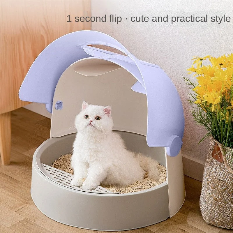 

Cat Litter Box Fully Closed Flip Type Extra Large Cat Litter Basin Toilet Anti-splash and Antiodor Pet Supplies Cat Litter Basin