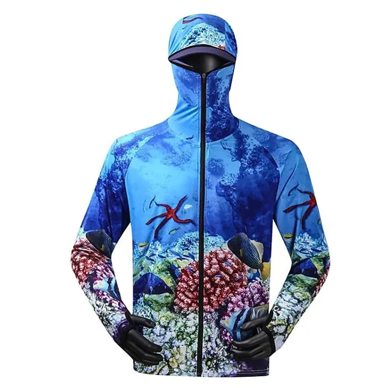 New Quick Dry Ventilation Hoodie Men's Outdoors Jerseys Anti-UV With Zipper Fishing Clothing Sublimation Printing Fishing Shirts