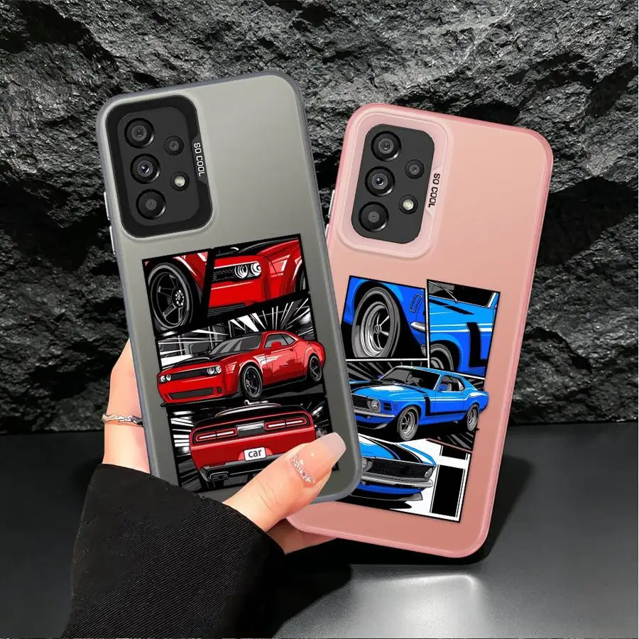 Фото Чехол для Samsung Galaxy A06 A07 A04 A05 A54 A51 A52 A71 A50 A72 A56 A03 A10 A20, задняя крышка для телефона, дизайн «Мускул-кар» с мультяшным рисунком №3