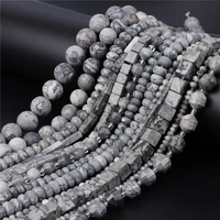 grey jaspers stone beads natural map bead round tube faceted rondelle shape beaded fit men bracelet necklace accessories