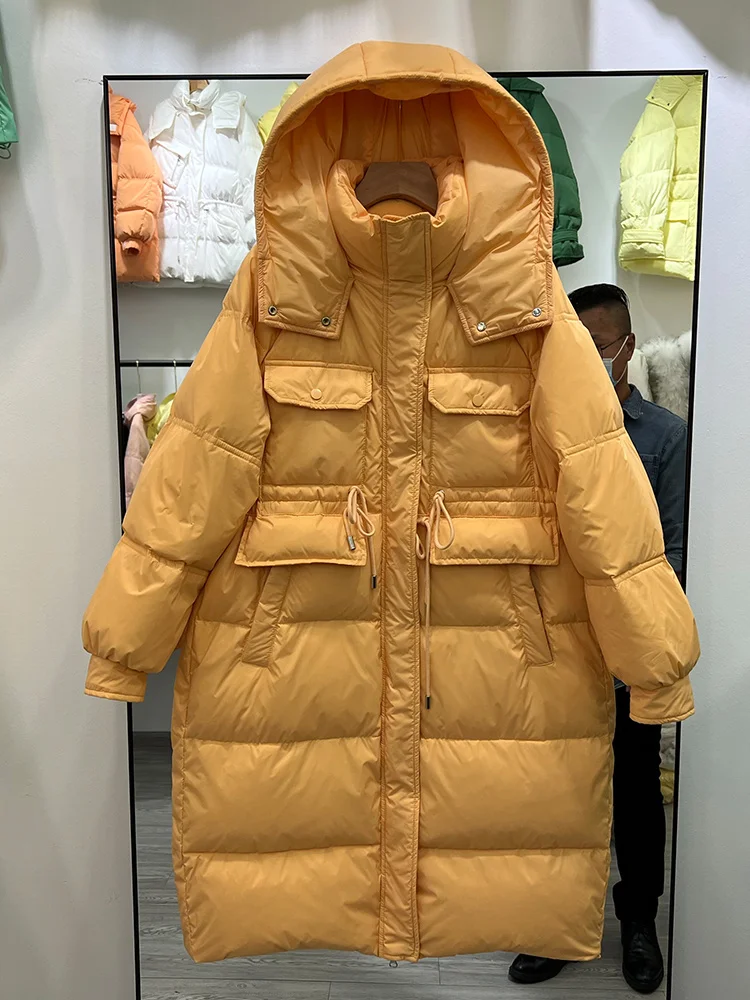 Hooded 2023 Puffer New Bread Winter Women Jacket Female Long 90% White Duck Down Coat Streetwear Thick Warm Snow Parka