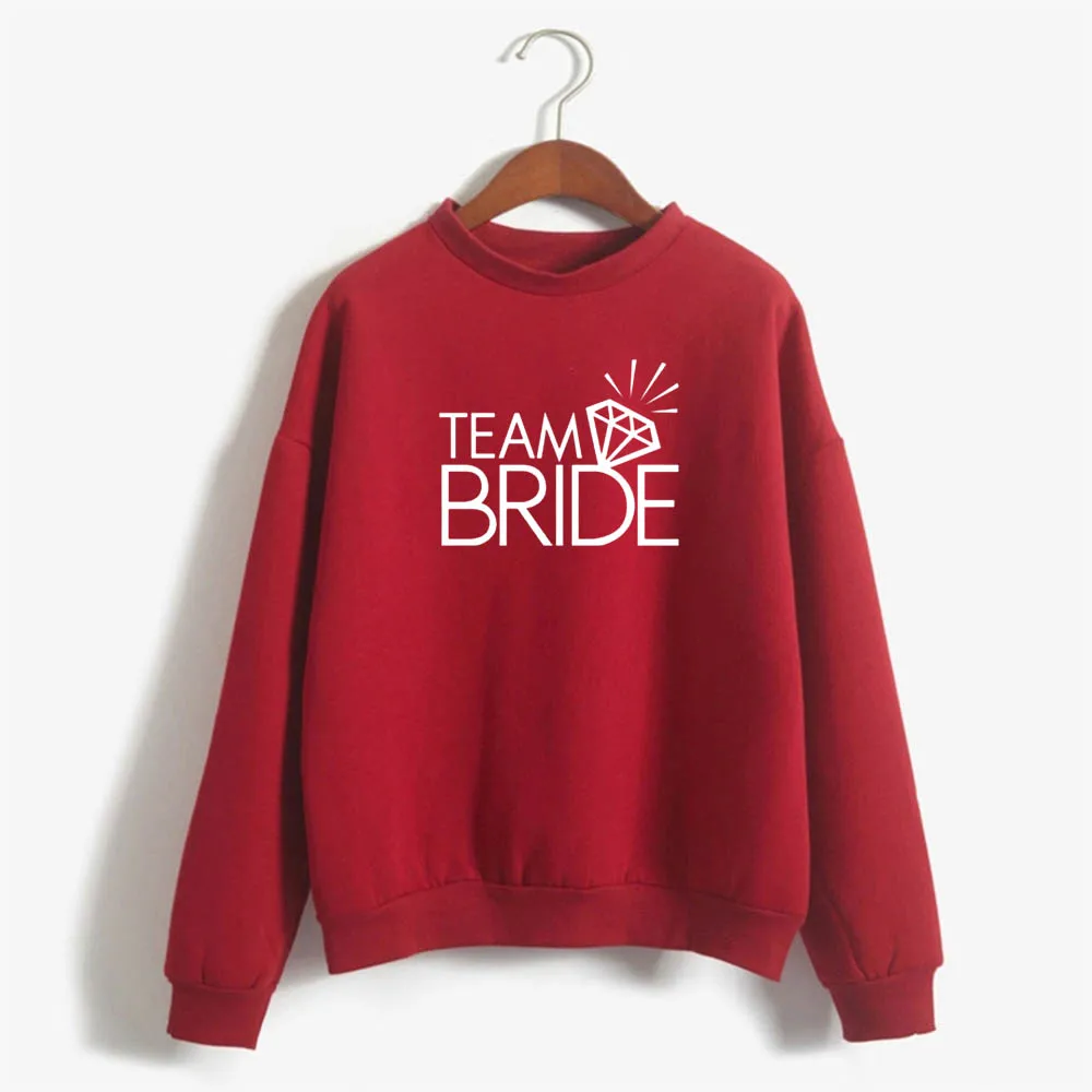 

Femme Autumn Winter Women Brand Tracksuits Harajuku Pullovers O Neck Casual Sweatshirts Team Bride Diamond Long Sleeve Hoodies