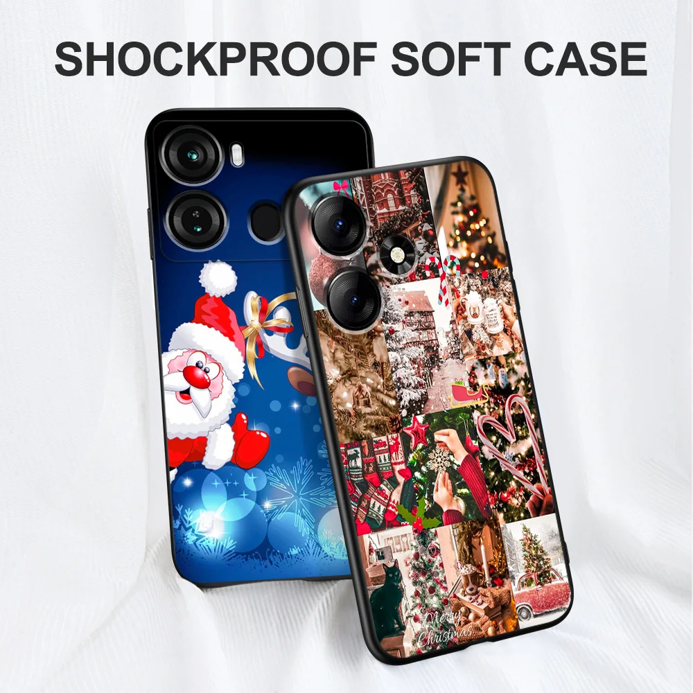 BLACK TPU CASE FOR TECNO SPARK GO 2023 2022 9 8 10 PRO 10C POP 7 6C POVA 4 NEO 2 5 COVER Christmas Snowman