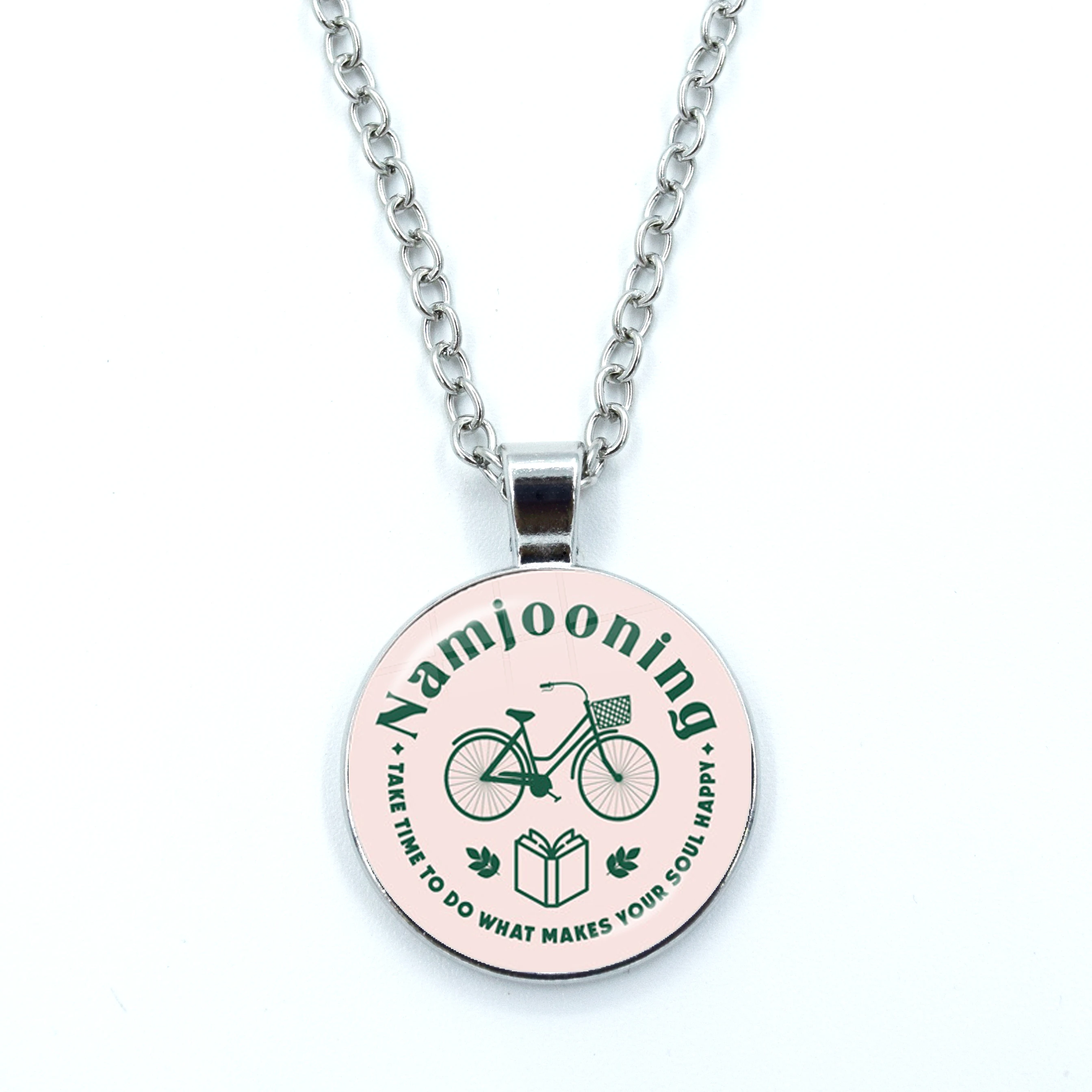 Розовое ожерелье с фото Namjooning, смешное ожерелье с мультяшным рисунком, ожерелье с кристаллами, оптовая продажа