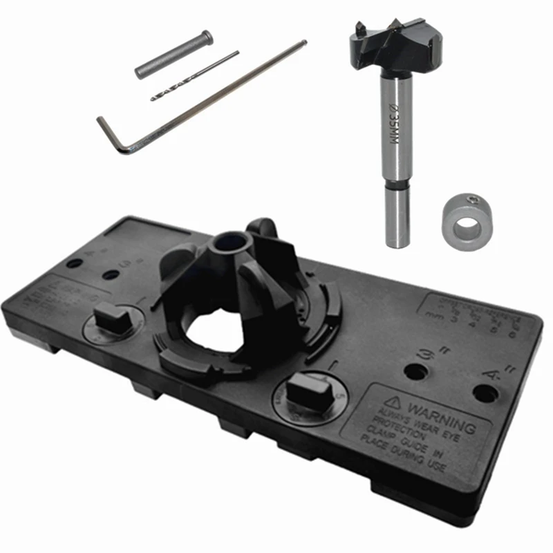 

35Mm Concealed Hinge Jig Kit Cup Style Hinge Jig Boring Hole Drill Guide Bit Wood Cutter Carpenter Woodworking DIY Tool