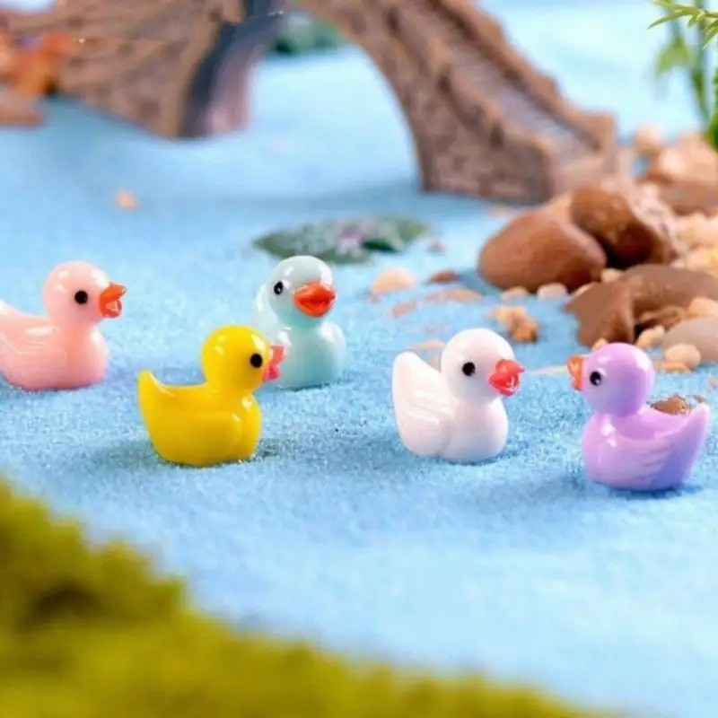 

3PCS Cute Yellow Duck DecorResin Mini Duck Figurines Ornaments Tiny Animal Fairy Garden Micro Fairy Garden Landscape Crafts