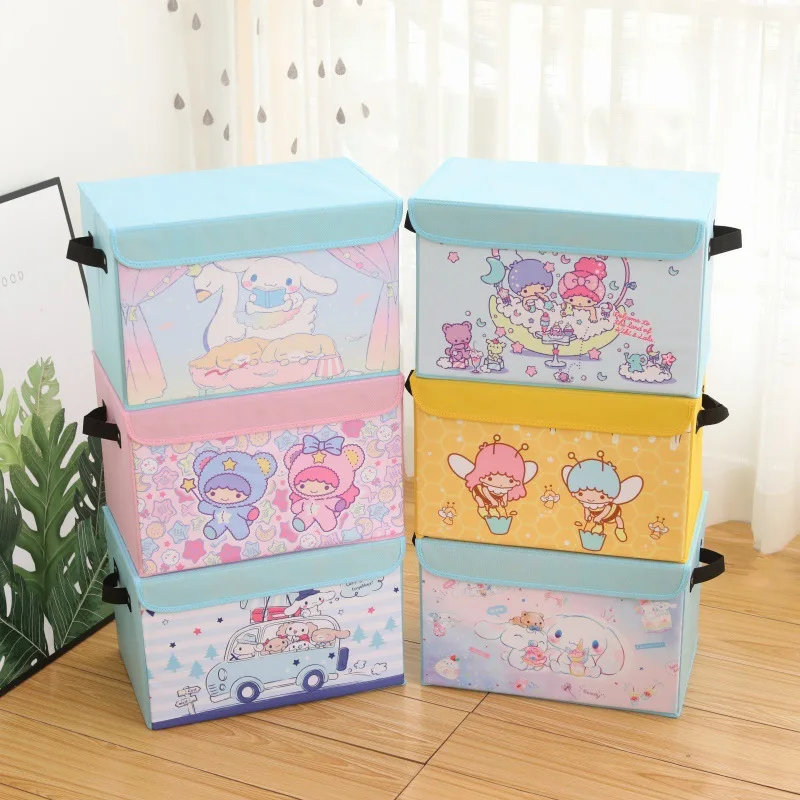 

Kawaii Sanrioed Anime series LittleTwinStars Cinnamoroll cute fashion clothes finishing foldable fabric home Storage Box
