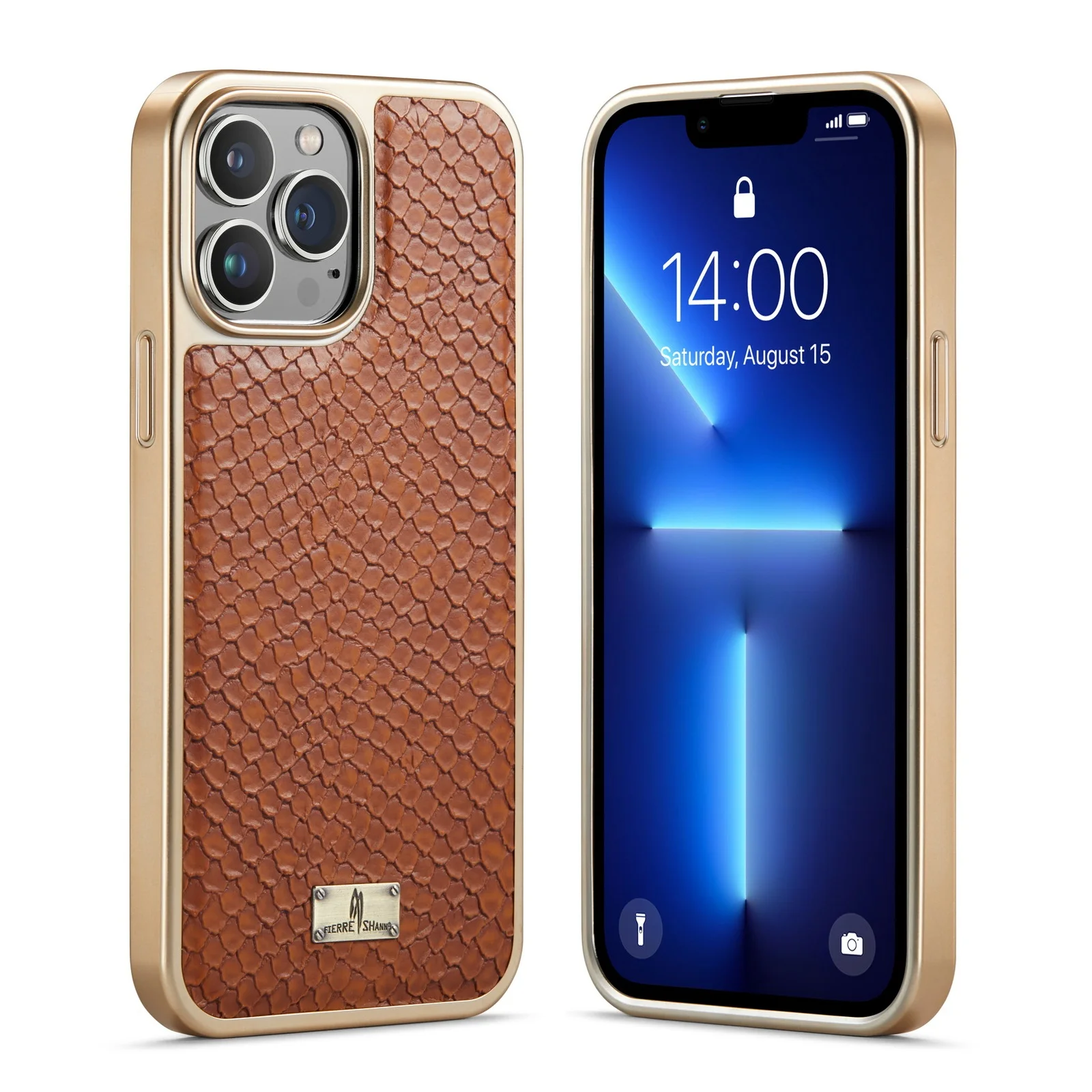 

Retro Metal Snake Skin Leather Phone Case for iPhone 13 Pro Max 12 11 S22 Ultra S22Plus Plating Bumper Hard Slim Back Cover