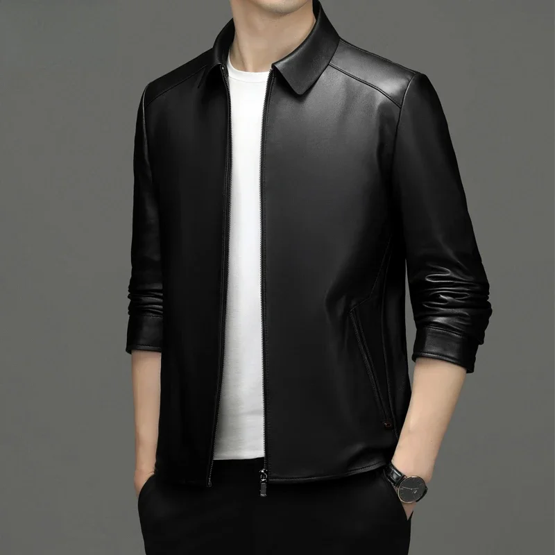Куртка мужская из натуральной кожи свободная повседневная верхняя одежда с