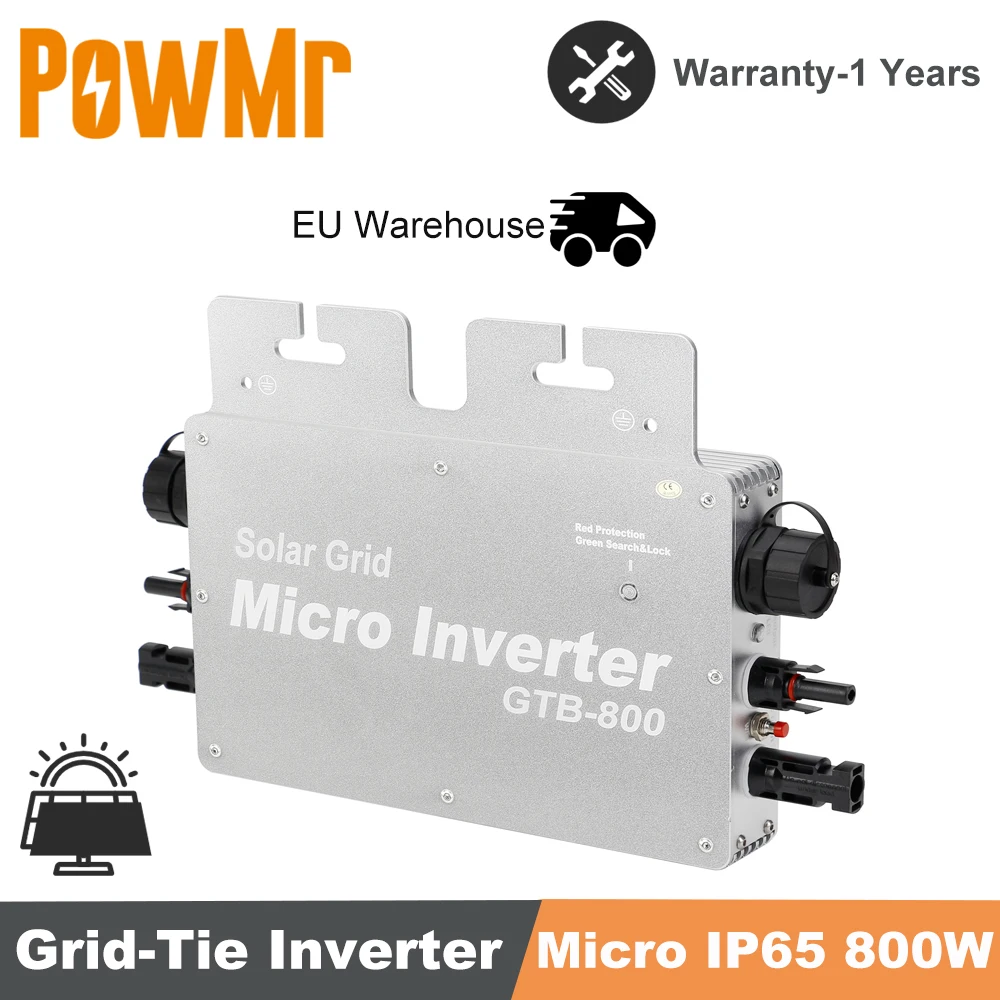 Внутрисетевой микро-инвертор PowMr на солнечной батарее 800 Вт с IP65 и Wi-Fi монитором, вход в переменного тока, постоянный ток 20-50 В постоянного тока, используется для системы солнечных панелей