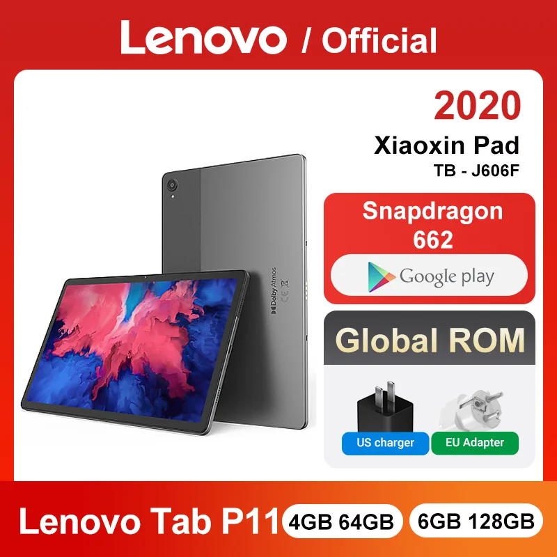 Global ROM Lenovo Tab P11 K11 или Xiaoxin Pad 11-дюймовый ЖК-экран 2K Планшет Android 4 ГБ 64 Snapdragon 662 7700 мАч