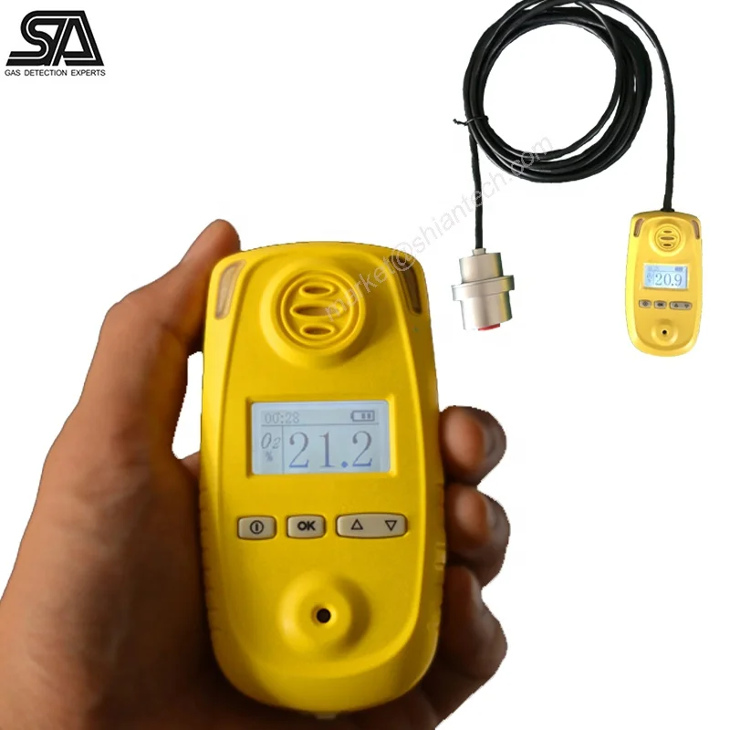 

Long cable and oxygen sensor outside Portable gas measuring device for oxygen concentration 100%vol