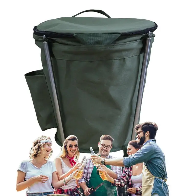 

Collapsible Leaf Waste Bag Waste Trash Can 20L Camping Garden Bin With Zipper Foldable Utility Container For Lawn Yard Outdoor