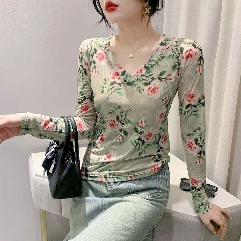 

Ladies Mesh Hollowed Out See-through Graphic T Shirts Women Clothing Girls Casual Basic Sexy Tops Female Clothes Py9657-1